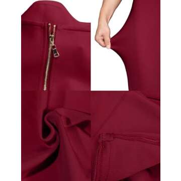 Womens Halter Fishtail Bandage Party Dress Elegant Wedding Guest Dress(Wine,L)