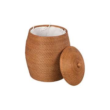 KOUBOO Laguna Rattan Beehive Hamper, Removable Cotton Liner, Laundry Hamper, Bathroom, Bedroom, Kids Room, Nursery, Hamper with Lid, Home Essentials, Honey Brown