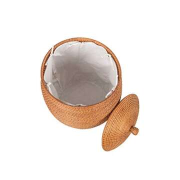 KOUBOO Laguna Rattan Beehive Hamper, Removable Cotton Liner, Laundry Hamper, Bathroom, Bedroom, Kids Room, Nursery, Hamper with Lid, Home Essentials, Honey Brown