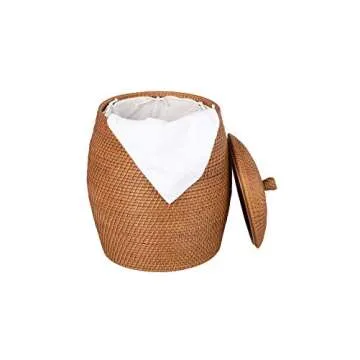 KOUBOO Laguna Rattan Beehive Hamper, Removable Cotton Liner, Laundry Hamper, Bathroom, Bedroom, Kids Room, Nursery, Hamper with Lid, Home Essentials, Honey Brown