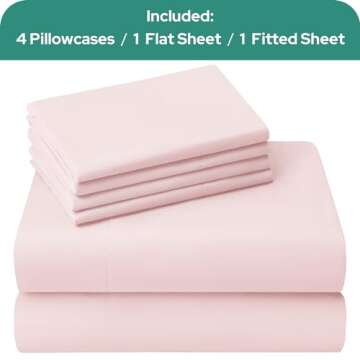 HOMEIDEAS Queen Size Bed Sheets - 6 Piece Set (Pale Pink) - Extra Soft Brushed Microfiber 1800 Bedding Sheets, Deep Pocket, Wrinkle & Fade Free
