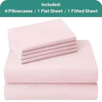 HOMEIDEAS Queen Size Bed Sheets - 6 Piece Set (Pale Pink) - Extra Soft Brushed Microfiber 1800 Bedding Sheets, Deep Pocket, Wrinkle & Fade Free