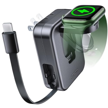 AFLYDOG 2-in-1 Apple Watch & iPhone Charger - Retractable Cable for Fast Charging