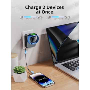 AFLYDOG 2-in-1 Apple Watch iPhone Charger Retractable Cable