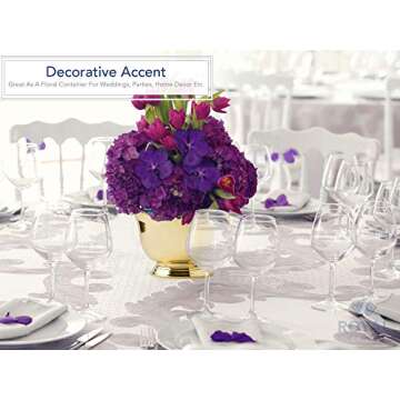 Royal Imports 8" Decorative Plastic Planter Pedestal Bowl- Flower Pot Cover, Footed Succulent Dish for Wedding, Party, Garden, Home and Holiday Decor, Gold, 2 Pack