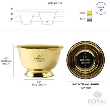 Royal Imports 8" Decorative Plastic Planter Pedestal Bowl- Flower Pot Cover, Footed Succulent Dish for Wedding, Party, Garden, Home and Holiday Decor, Gold, 2 Pack