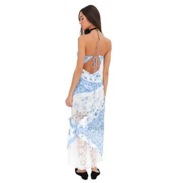 Elegant Floral Lace Rosalyn Maxi Dress for Women
