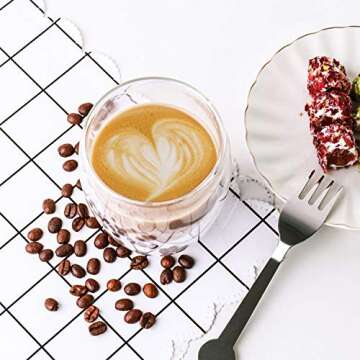 ComSaf Glass Coffee Mugs Set of 4, Insulated Thermal Cups 12oz, Double Wall Clear Glass Coffee Cup f...