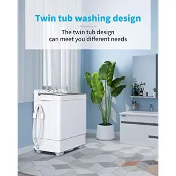 KUPPET Compact Twin Tub Portable Mini Washing Machine 26lbs Capacity, Washer(18lbs)&Spiner(8lbs)/Built-in Drain Pump/Semi-Automatic (White&Gray)
