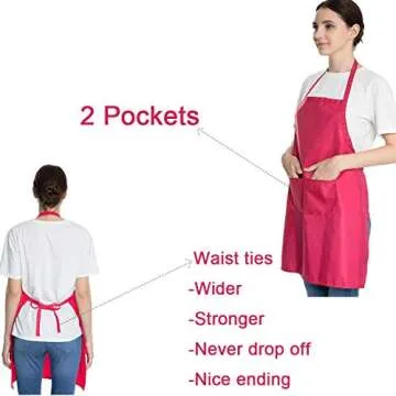 LOYHUANG Pink 6PCS Apron for Women Adult Unisex Durable with 2 Front Pockets Washable Chef Cooking Baking Kitchen Restaurant Crafting Painting Aprons