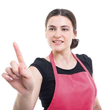 LOYHUANG Pink 6PCS Apron for Women Adult Unisex Durable with 2 Front Pockets Washable Chef Cooking Baking Kitchen Restaurant Crafting Painting Aprons