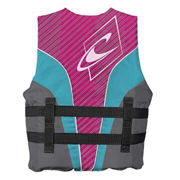 O'Neill Youth Superlite USCG Life Vest,Turquoise/Berry/Smoke:White,1sz