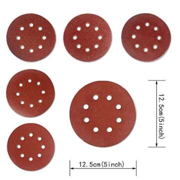 Coceca 80pcs Orbit Sander Sandpaper 5 Inch 8 Hole Orbital Sanding Discs Assorted 40 60 80 100 150 18...