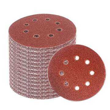 Coceca 80pcs Orbit Sander Sandpaper 5 Inch 8 Hole Orbital Sanding Discs Assorted 40 60 80 100 150 180 240 320 Grits for Power Random Orbit Sanders