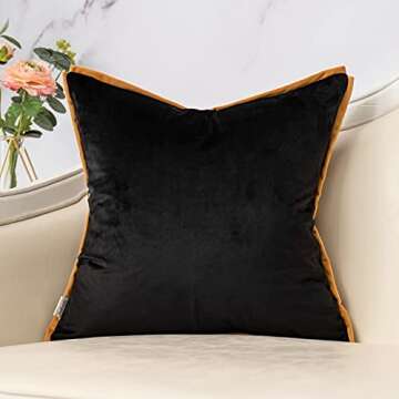 Yangest Black and Gold Square Pillow Cover Cut Velvet Zebra Print Cushion Cover Luxury Modern Pillow...