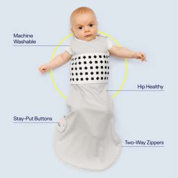 Nanit Breathing Wear Sleeping Bag – 100% Cotton Baby Sleep Sack - Works with Nanit Pro Baby Monitor to Track Breathing Motion Sensor-Free, Real-Time Alerts, Size Small, 3-6 Months, Blush Pink