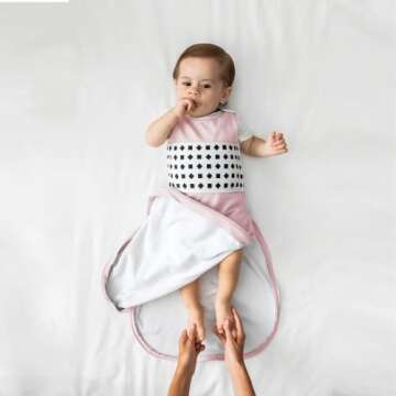 Nanit Breathing Wear Sleeping Bag – 100% Cotton Baby Sleep Sack - Works with Nanit Pro Baby Monitor to Track Breathing Motion Sensor-Free, Real-Time Alerts, Size Small, 3-6 Months, Blush Pink