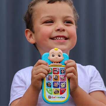 CoComelon JJ’s First Learning Toy Phone for Kids, Lights, Sounds, Music, Letters, Numbers, Colors, Shapes, and Weather, Kids Toys for Ages 18 Month by Just Play