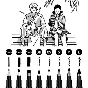 Piochoo Calligraphy Pens,8 Size Calligraphy Pens for Writing,Brush Pens Calligraphy Set for Beginner...