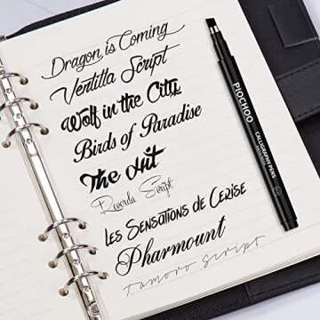 Piochoo Calligraphy Pens,8 Size Calligraphy Pens for Writing,Brush Pens Calligraphy Set for Beginners, Hand Lettering Pens