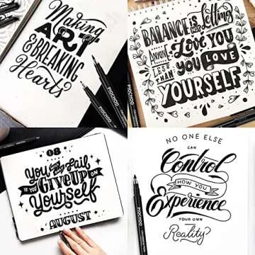 Piochoo Calligraphy Pens,8 Size Calligraphy Pens for Writing,Brush Pens Calligraphy Set for Beginners, Hand Lettering Pens