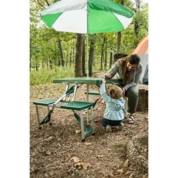 Stansport Picnic Table & Umbrella Combo in Green