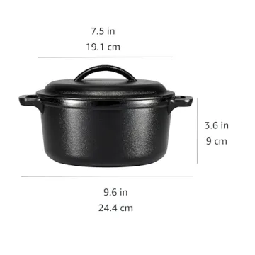 Cast Iron Mini Dutch Oven 2-Quart with Lid