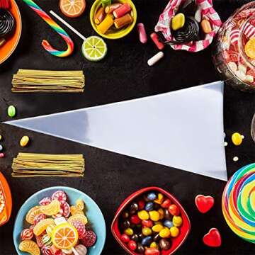 Cone Bag Treat Bags 100 PCS Clear Cello Goody Bags