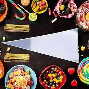 Cone Bag Treat Bags 100 PCS Clear Cello Goody Bags