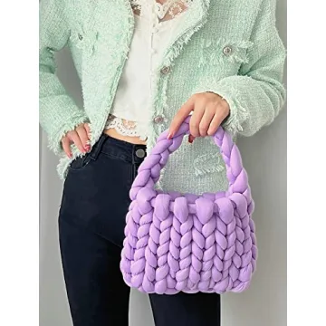 Handmade Woven Polyester Knit Clutch Bag for Women