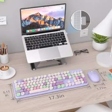 Colorful Retro Wireless Keyboard & Mouse Set by UBOTIE