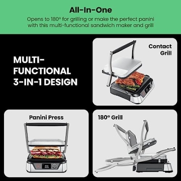 Chefman 5-in-1 Digital Panini Press Grill - Versatile Cooking