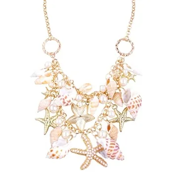 Bethynas Bohemian Shell Drop Dangle Choker Necklace - Perfect Beach Accessory