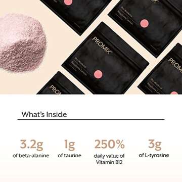 Promix Pre-Workout Powder, Raspberry Lemon - Maximize Focus & Performance - Helps Muscle Gain, Endurance & Enhanced Energy - Vitamin B12, Caffeine, Beta-Alanine & L-Tyrsosine - Gluten & Dairy-Free