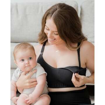 Kindred Bravely Sublime Nursing Sports Bra for Breastfeeding | Maternity Bras for Pregnancy, Nursing Bras for Breastfeeding (Black, Large)
