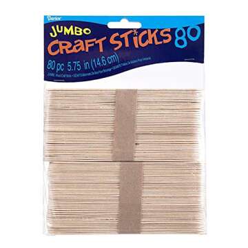 Darice Natural Wood Craft Sticks Jumbo, 80 Piece (5.75 Inch)