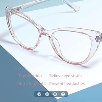 Gaoye 5 Pack Fashion Cat Eye Reading Glasses for Women, Computer Blue Light Readers Anti Glare With Eyeglasses Chain (A 5 PACK MIX, 1.0, multiplier_x)
