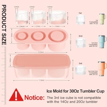 DDMY Ice Mold for 14-20-30 Oz Tumblers - Perfect Ice Cubes