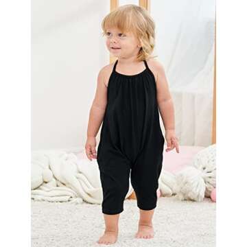 Lindanina Slouch Jumpsuit for Toddlers Harem Strap Romper Little Girls Backless Halter Playsuit with...