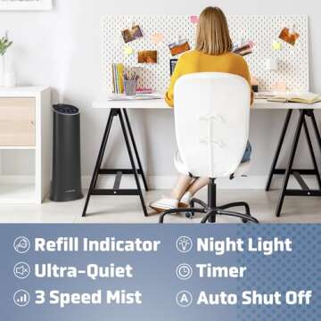 Pure Guardian Ultrasonic Humidifier, 100 Hours, Quiet Operation