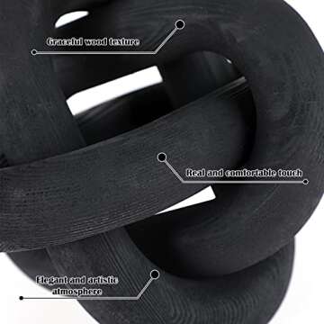 Yalikop 3 Link Wood Knot Decor - Hand Carved Coffee Table Decoration, Boho Chain Link Decor, Modern ...