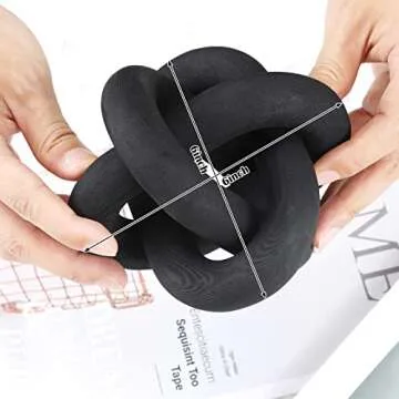 Yalikop 3 Link Wood Knot Decor - Hand Carved Coffee Table Decoration, Boho Chain Link Decor, Modern Shelf, Rustic Objects for Home Living Room Bedroom(Black)