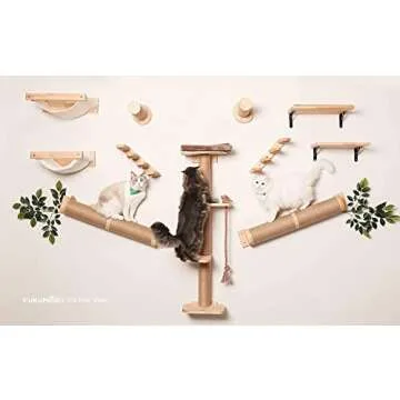 FUKUMARU Cat Hammock Wall Mounted, 18 x 14 in Cats Beds and Perches, Wooden Kitten Walls Furniture, Larger Version Shelves with Extra Cloth, Suitable for 16 inch Drywall Installation