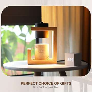 AIKUT Candle Warmer Lamp,with 2 Bulbs,Timer & Dimmer,Simple Natural Wood,Compatible Up to 4.5 inch Candles,for Home Scented and Décor，110-120V (Wood)