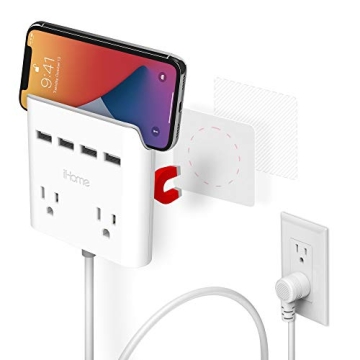 iHome Power Reach Multi-Plug Outlet Extender and Splitter, Fast Charging Portable Power Station with...