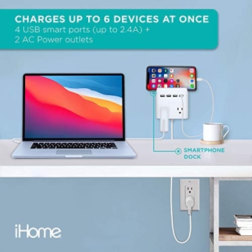 iHome Power Reach Outlet Extender with Fast Charging Ports