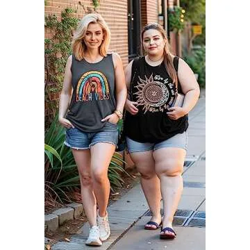 Fashionable Summer Sun Moon Graphic Tank Tops for Women