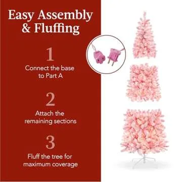 6ft Flocked Pink Pencil Christmas Tree with Lights
