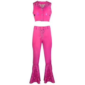 Zhazieon Pink Cowgirl 70s 80s Disco Costume with Style