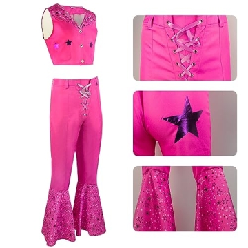 Zhazieon Pink Cowgirl 70s 80s Disco Costume with Style